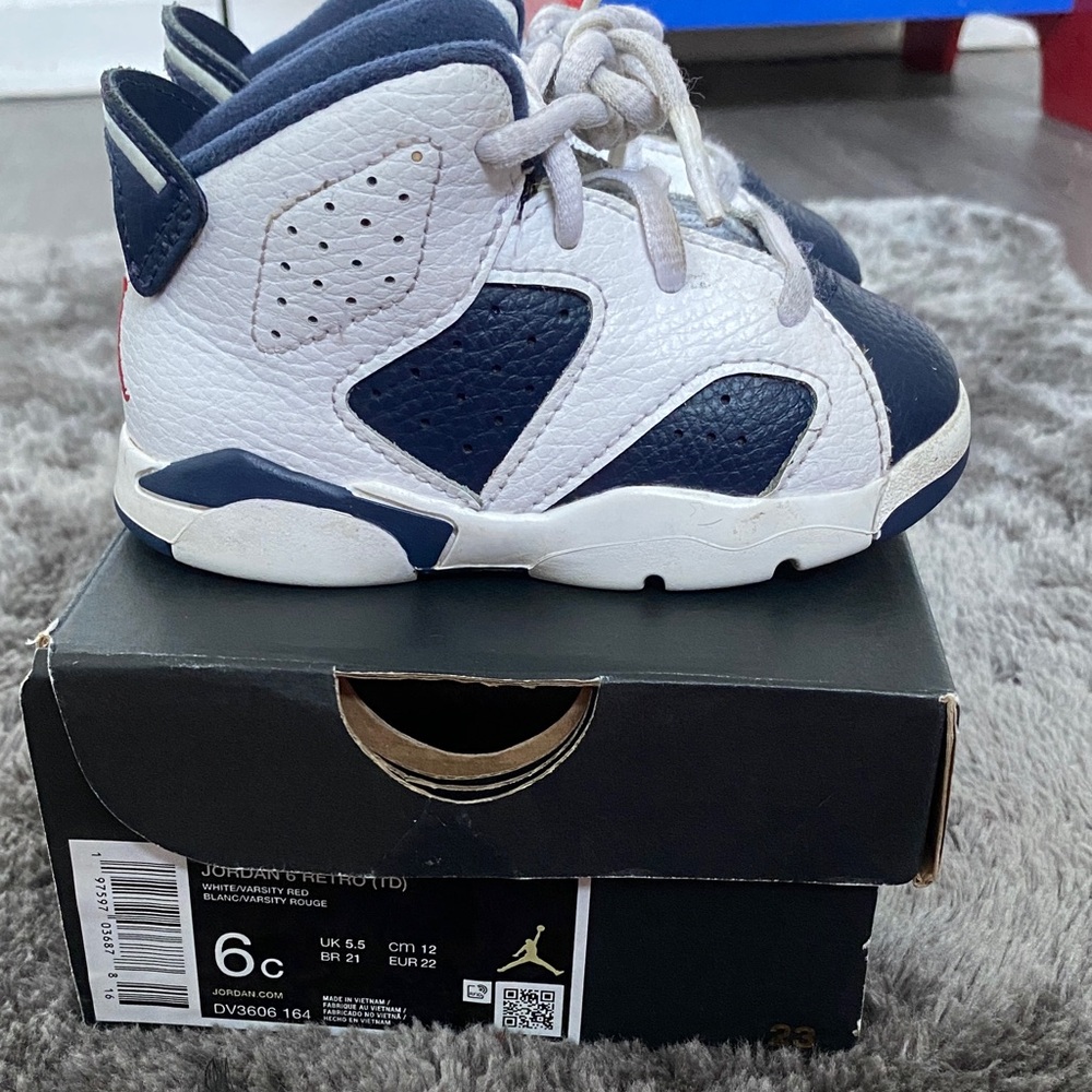 Jordan Kids Navy and White Sneakers